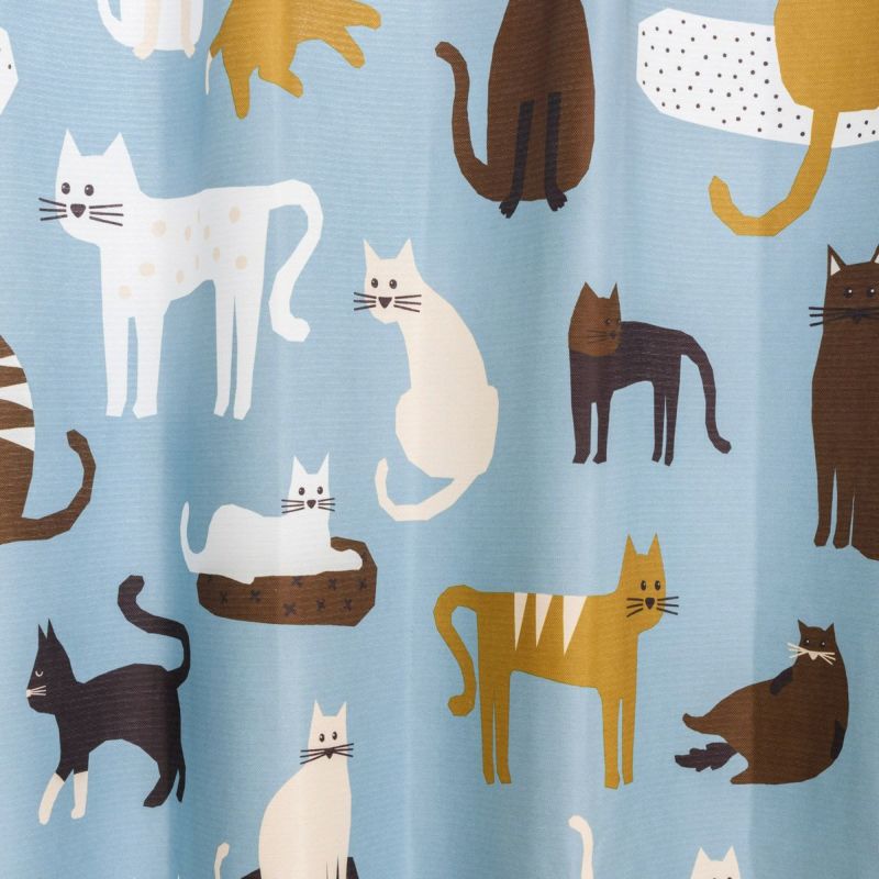 北欧デザイナー'S コレクション ネコ柄プリントの2級遮光カーテン