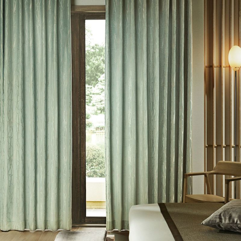 和にも洋にも合うモダンな小枝柄のジャガード織カーテン ヒョウカ（D