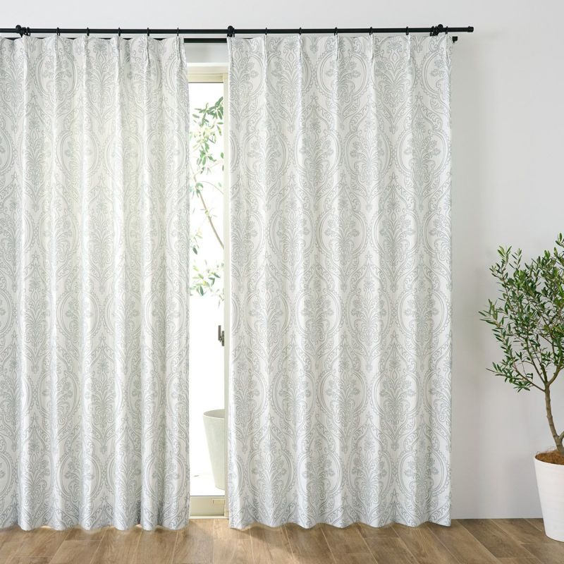 フロッキーダマスクカーテン カーテンセット】遮光カーテン＆遮像・遮熱・UVカット・ミラーレース